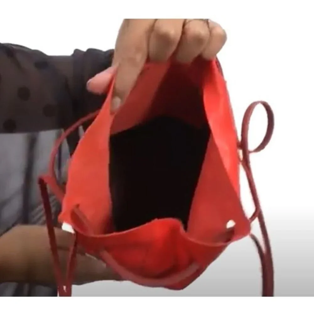 Rare NWT Obey x Los Angeles Leather Craft Rosyln Bucket Bag in Poppy Red